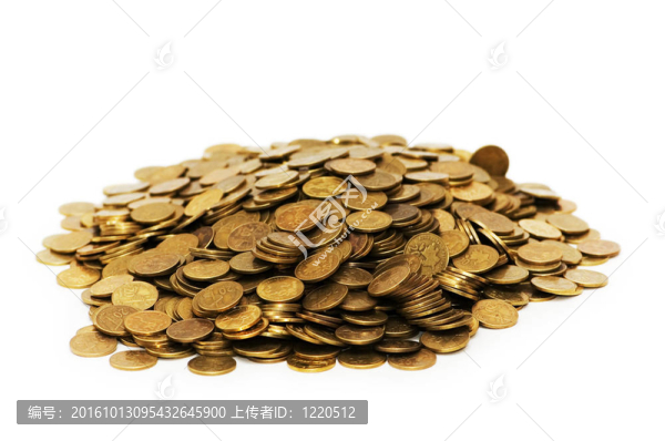 白色的一堆金色的硬幣