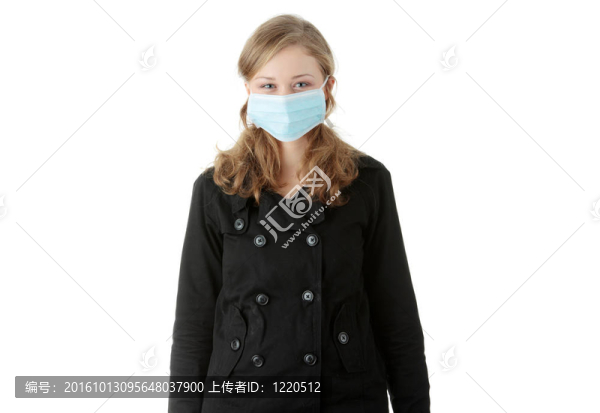 戴口罩防止豬流感感染的模型。