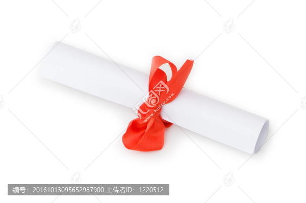 用白色隔離的紅絲帶文憑