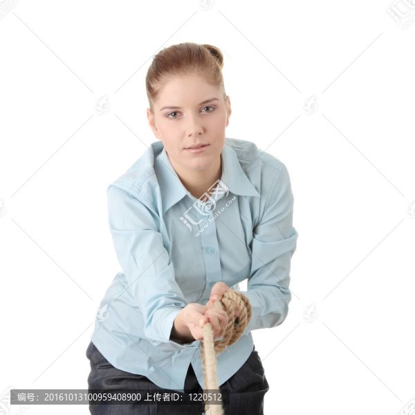 女商人拉繩子