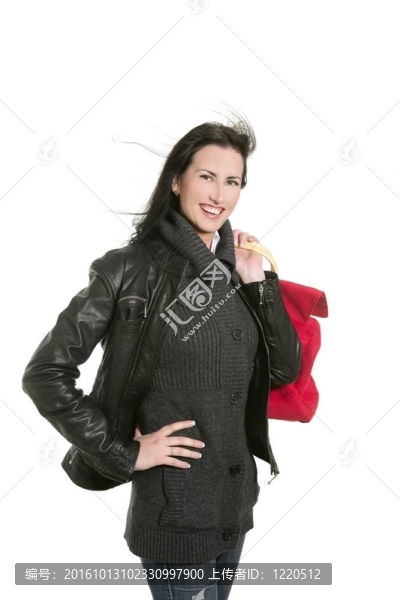 黑色皮夾克女人