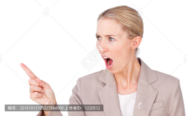 憤怒的金發(fā)女商人指向