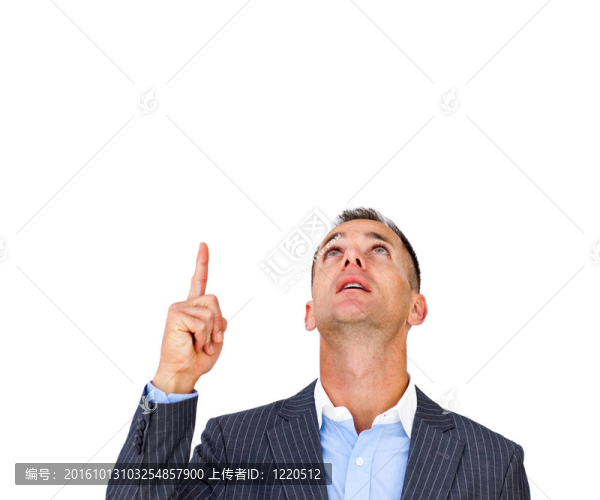 驚訝的商人指著