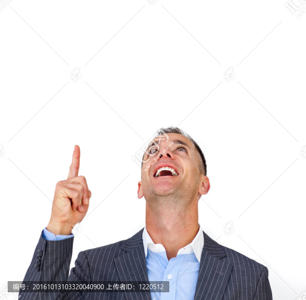 吸引的商人指向向上
