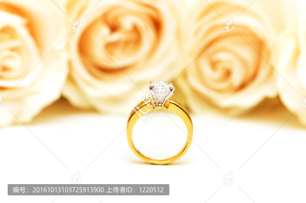 白色的玫瑰和婚戒