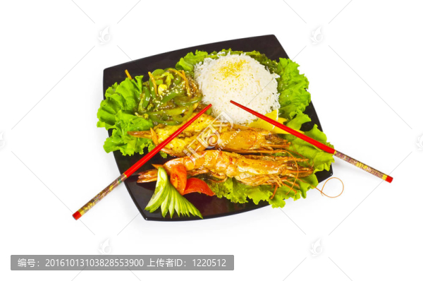 烤龍蝦；白米飯和蔬菜