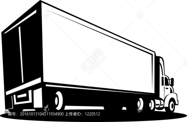 白色背景下的卡車和拖車