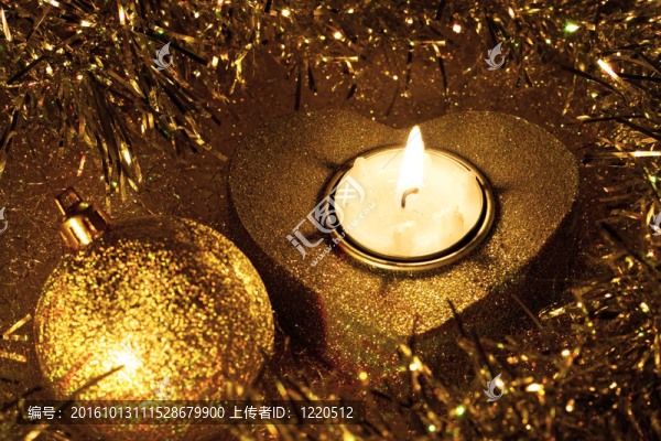 圣誕球和蠟燭（金色）