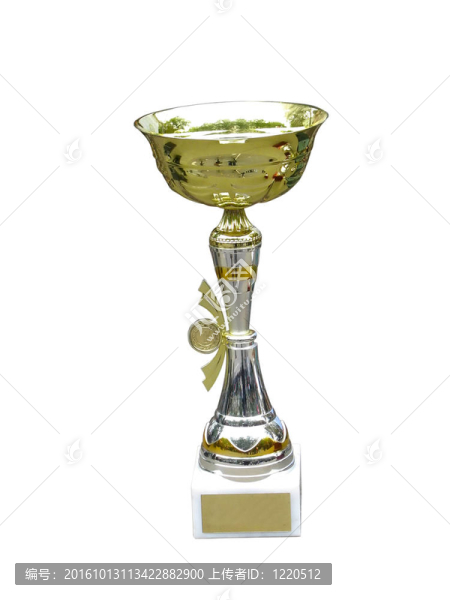 空白空間基座上的金杯獎杯