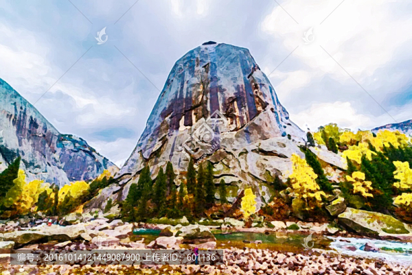 自然山水風(fēng)光水粉裝飾畫