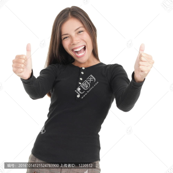豎起大拇指快樂的女人