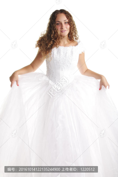 穿著白色禮服的新娘