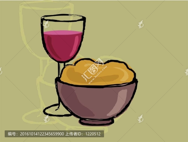 葡萄酒與沙漠的酒杯