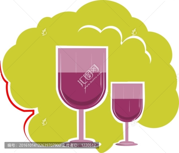 綠色背景下的葡萄酒杯