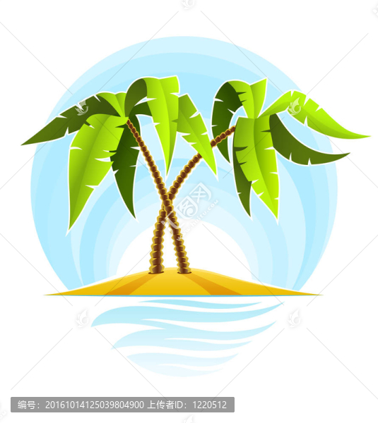 海洋中的熱帶棕櫚島