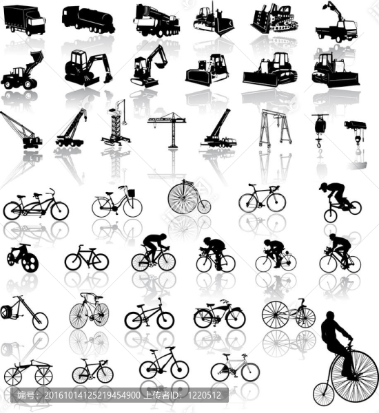 自行車和建筑車輛圖