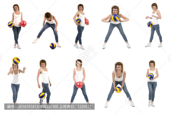 有色球的女人