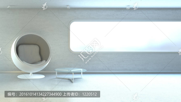 在內(nèi)部墻窗分隔開的白色現(xiàn)代椅