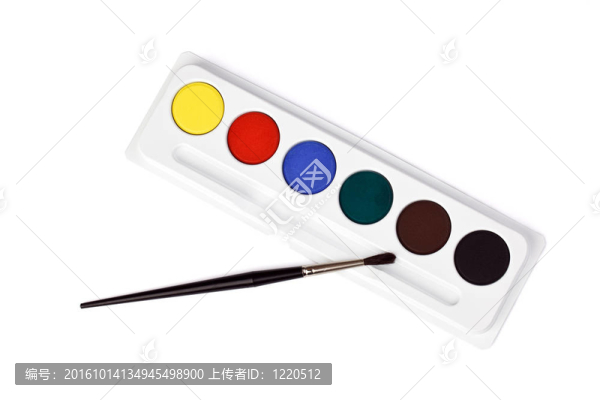 水彩顏料和刷子