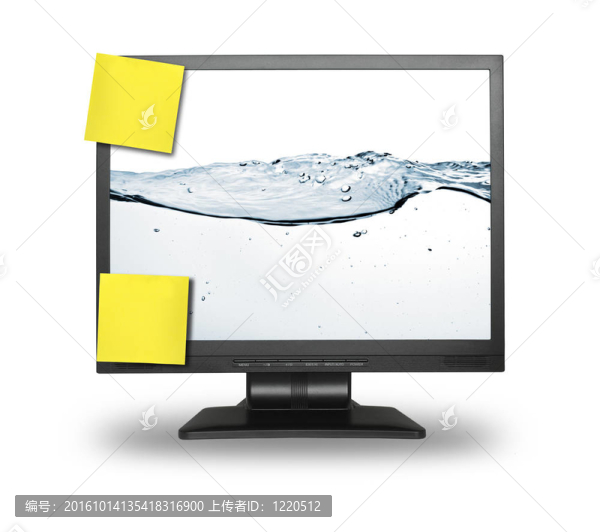 液晶屏帶兩張黃色音符和水壁紙