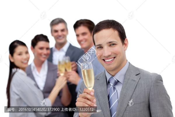 成功的企業(yè)團(tuán)隊(duì)祝酒香檳
