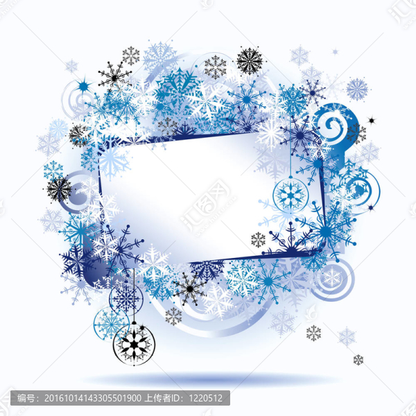 圣誕相框；雪花。這里你的文本的地方。
