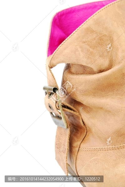 關閉一個女人皮革棕色靴子白色
