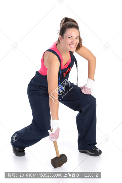 黑橡膠錘的女人