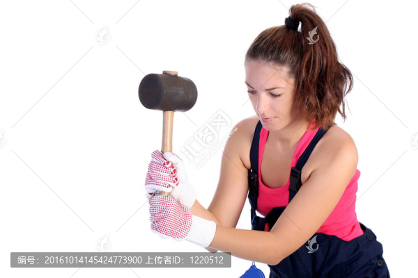 黑橡膠錘的女人