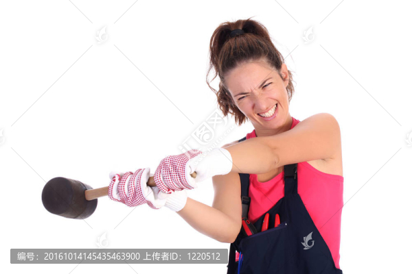 黑橡膠錘的女人