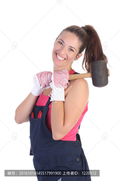 黑橡膠錘的女人