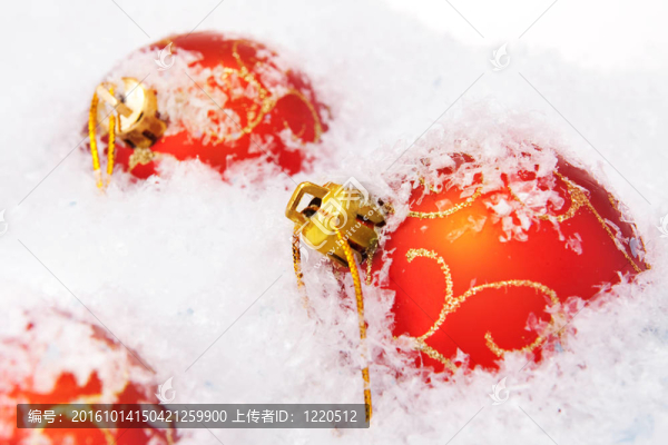 完美的紅色圣誕雪球背景。