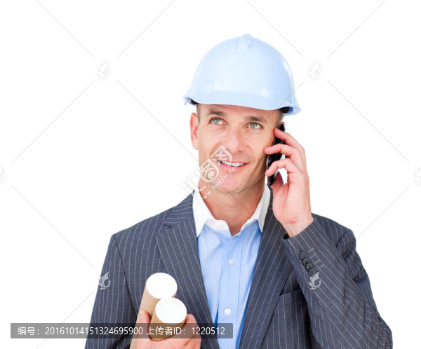 積極男性建筑師在電話交談
