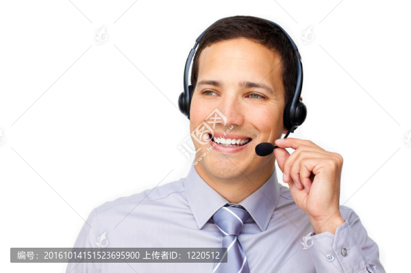 在耳機(jī)上瀟灑的客戶服務(wù)代理