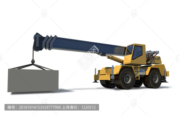在旋臂起重機(jī)負(fù)載移動(dòng)式起重機(jī)。貨物已準(zhǔn)備好了。白色的背景。
