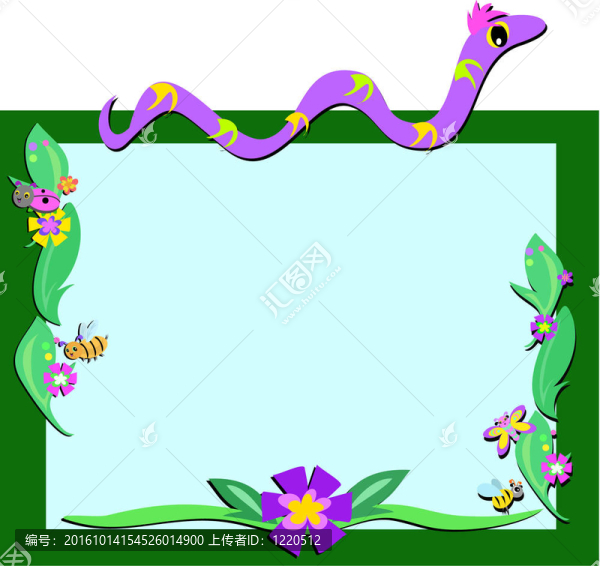 蛇的框架；復(fù)古花；和昆蟲(chóng)