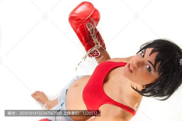紅handshoes女拳擊手