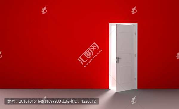 在一個空房間里打開門
