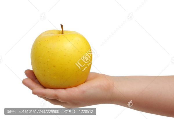 手上的黃色蘋果