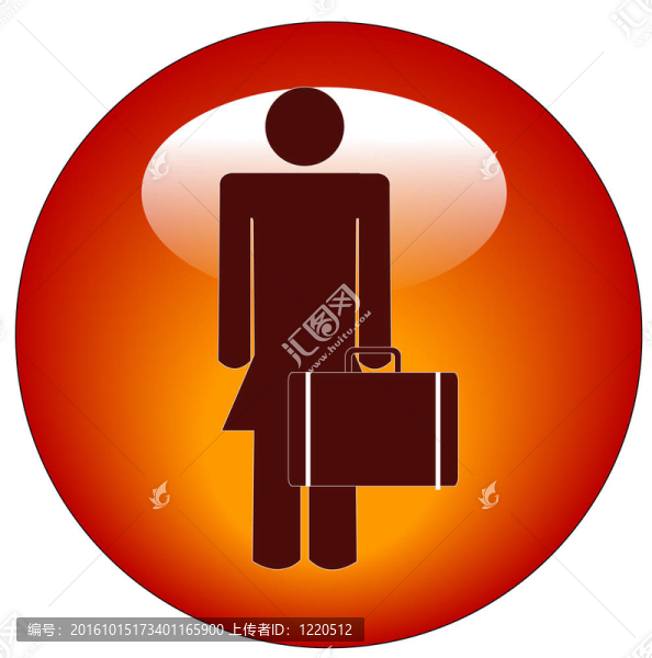 女子站著舉著公文包按鈕或圖標(biāo)圖標(biāo)