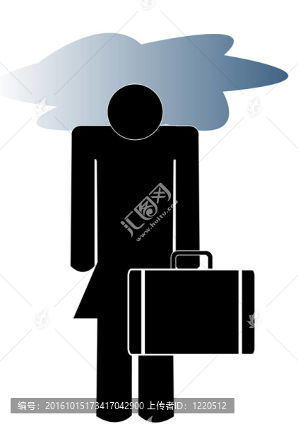 女商人拎著公文包，頭在暴風(fēng)云里