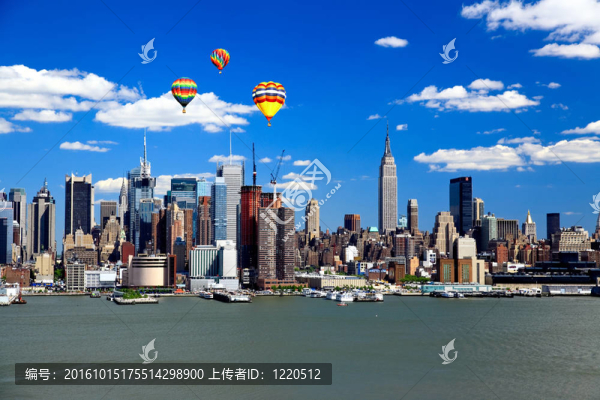 一個陽光明媚的日子里的中城曼哈頓天際線