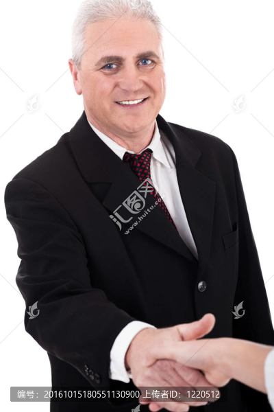 高級(jí)商務(wù)男士歡迎他的客戶(hù)