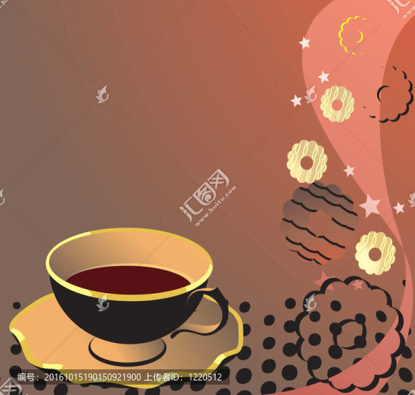 在花背景的杯子里的咖啡