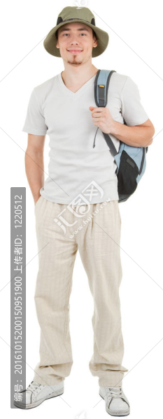 年輕游客的白色