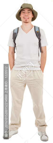 年輕游客的白色