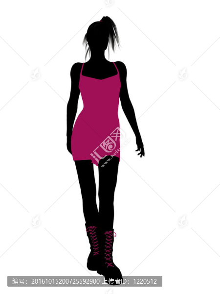 朋克女孩插圖剪影