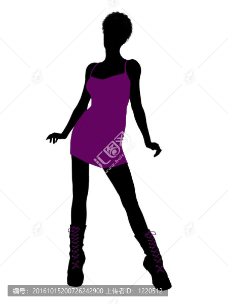 美國黑人女孩插畫剪影