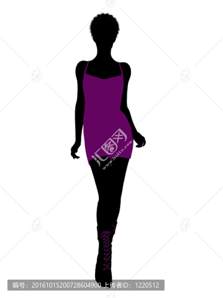 美國黑人女孩插畫剪影