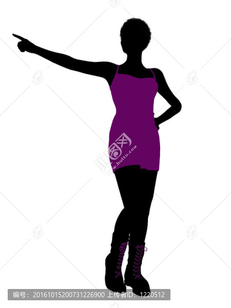 美國黑人女孩插畫剪影